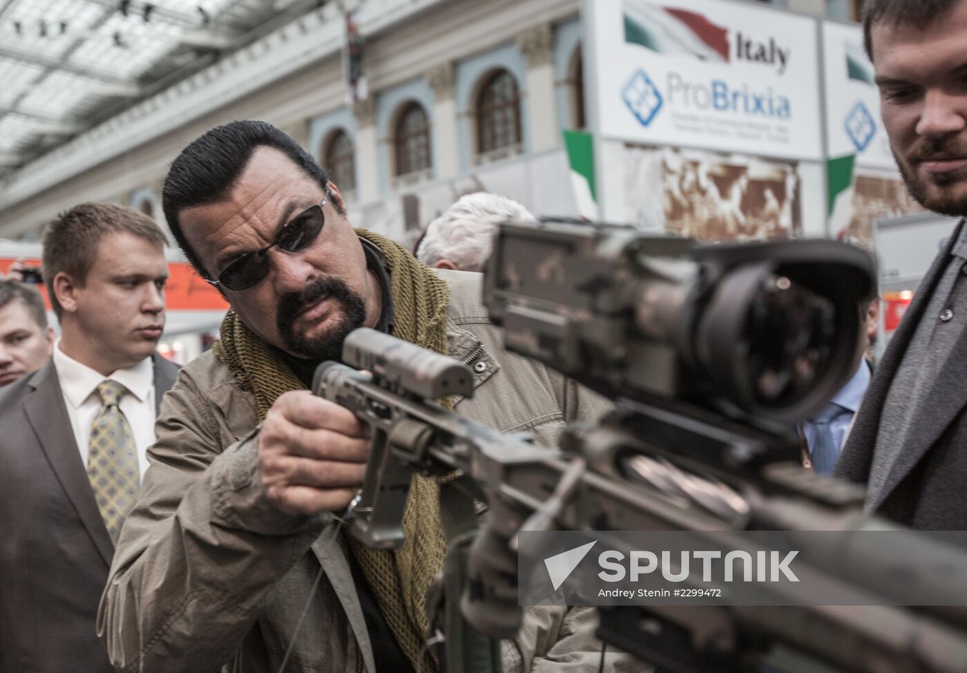 Actor Steven Seagal at Weapons and Hunting Exhibition in Moscow