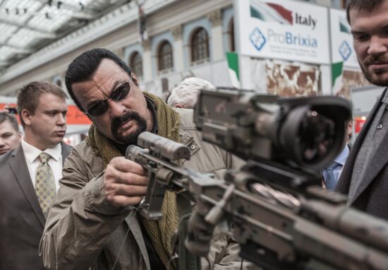 Actor Steven Seagal at Weapons and Hunting Exhibition in Moscow