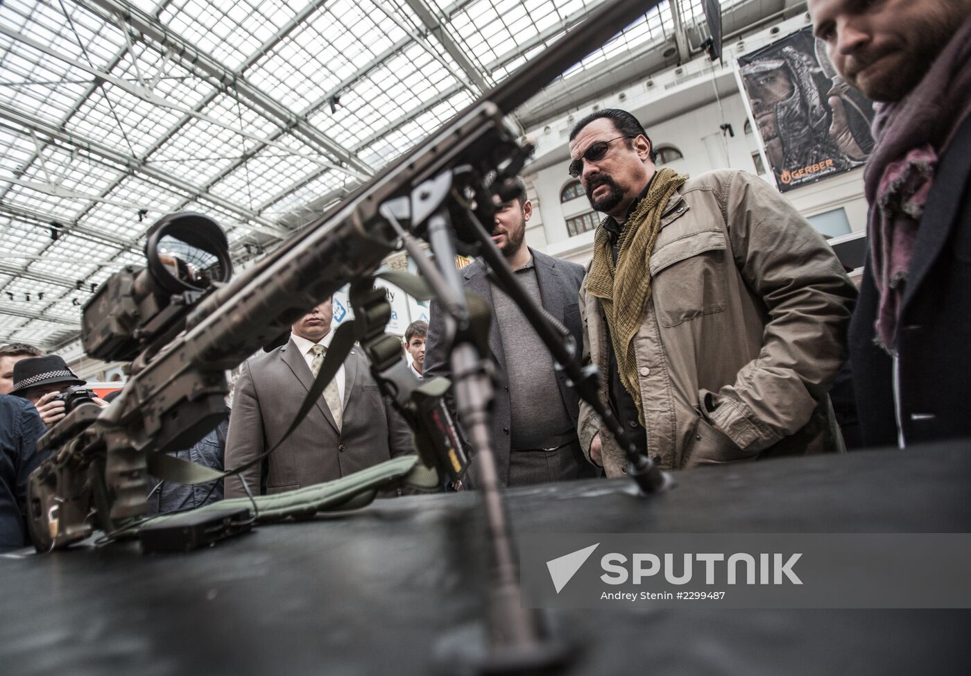 Actor Steven Seagal at Weapons and Hunting Exhibition in Moscow