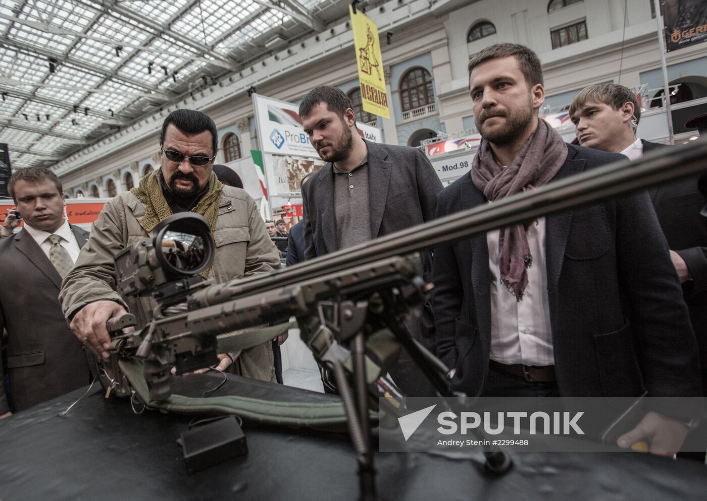Actor Steven Seagal at Weapons and Hunting Exhibition in Moscow