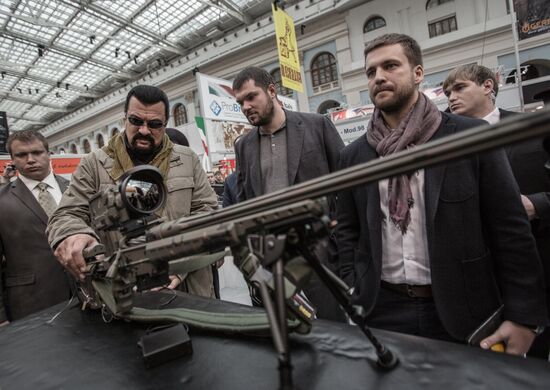 Actor Steven Seagal at Weapons and Hunting Exhibition in Moscow