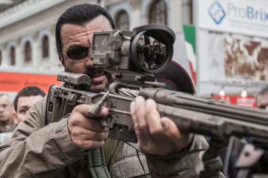 Actor Steven Seagal at Weapons and Hunting Exhibition in Moscow