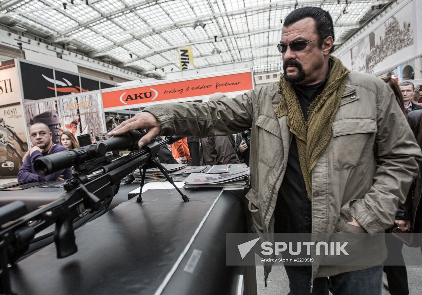 Actor Steven Seagal at Arms and Hunting Exhibition in Moscow