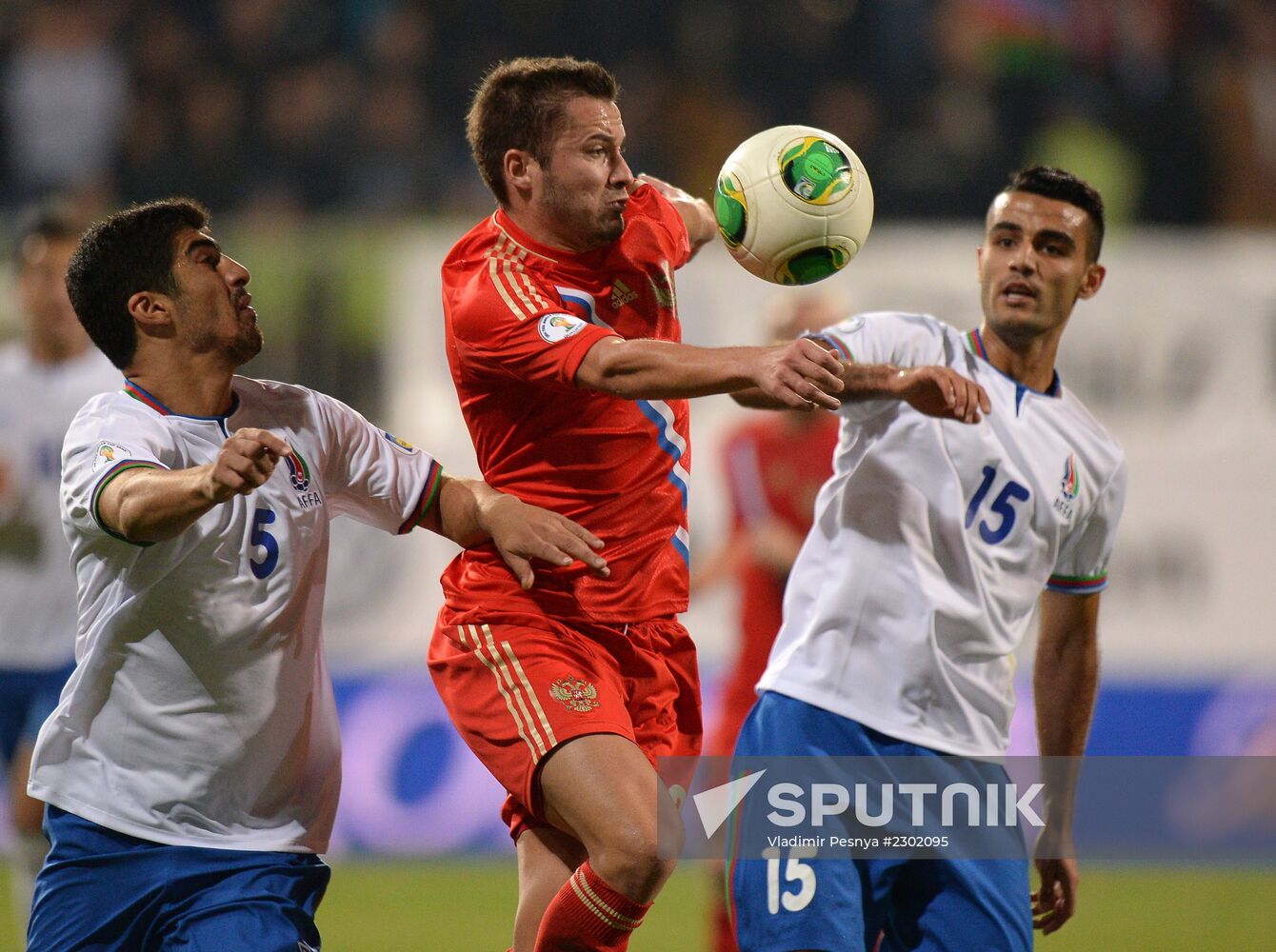 Football. 2014 FIFA World Cup qualifying match Azerbaijan vs. Russia
