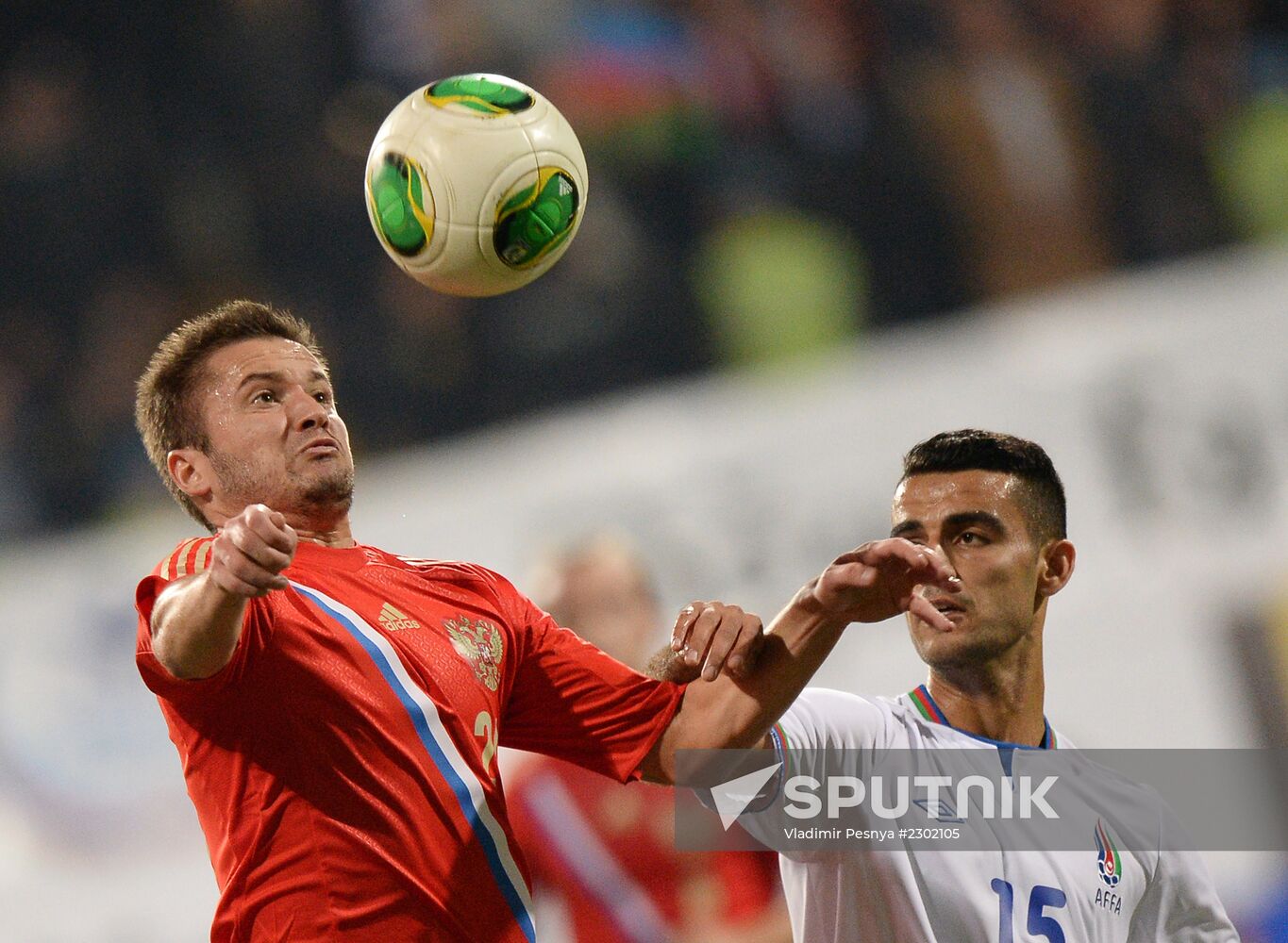 Football. 2014 FIFA World Cup qualifying match Azerbaijan vs. Russia