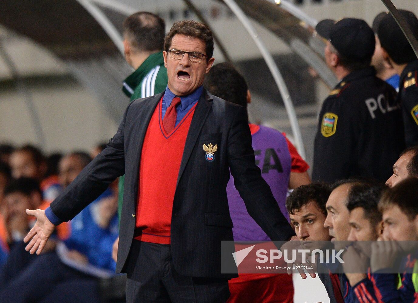 Football. 2014 FIFA World Cup qualifying match Azerbaijan vs. Russia