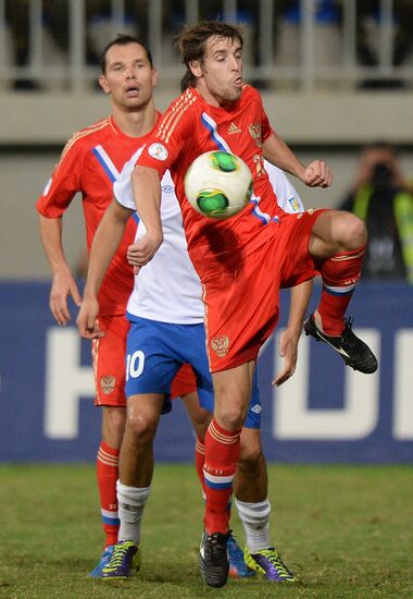 Football. 2014 FIFA World Cup qualifying match Azerbaijan vs. Russia