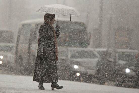 First snowfalls in the Russian provinces