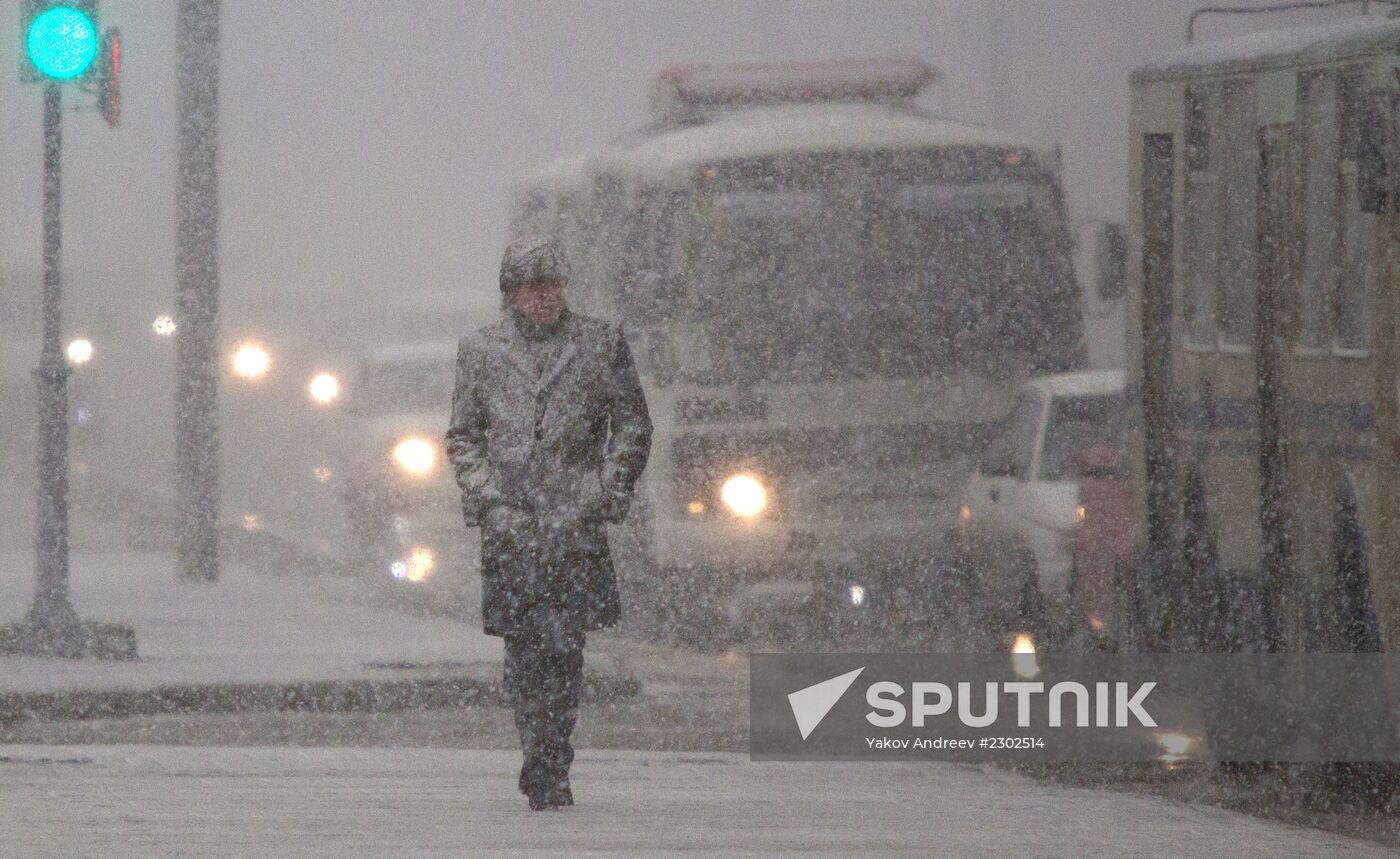 First snowfalls in the Russian provinces