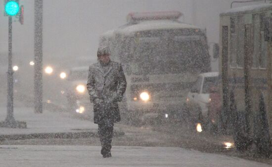 First snowfalls in the Russian provinces