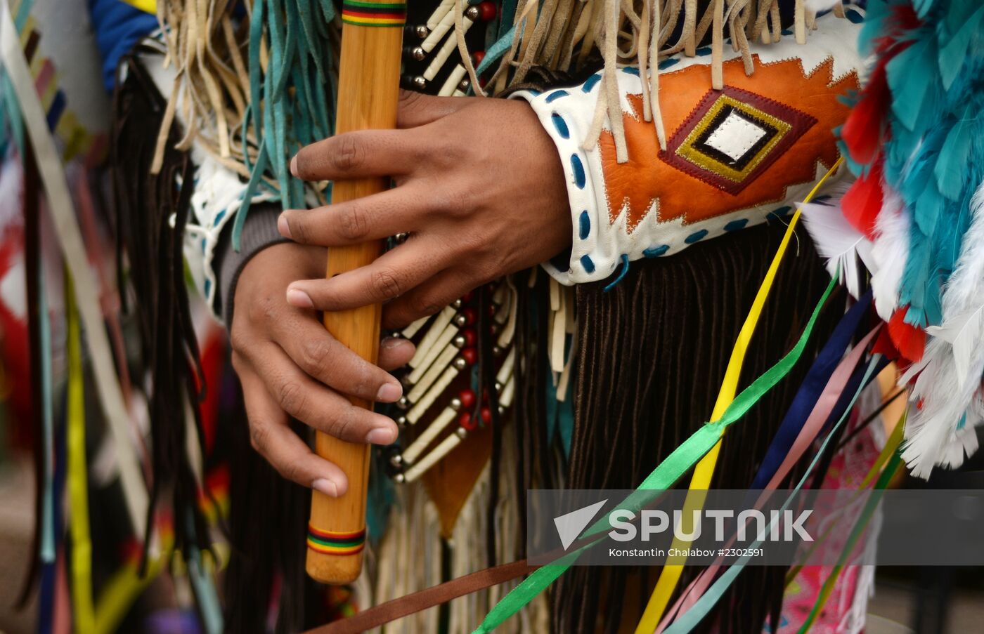 Indian musicians from Equador in Veliky Novgorod