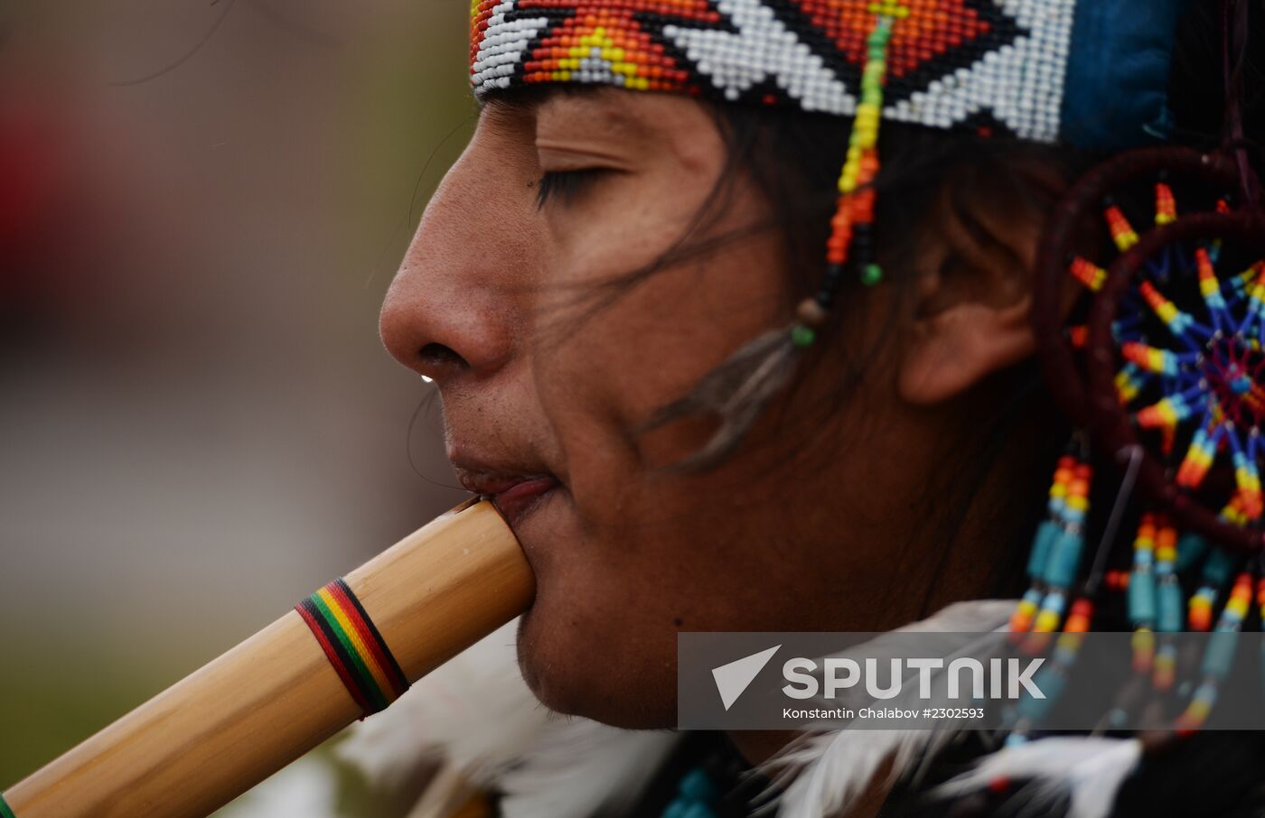 Indian musicians from Equador in Veliky Novgorod