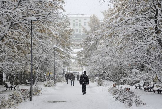 First snowfalls in the Russian provinces