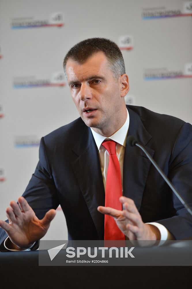 News conference by Mikhail Prokhorov