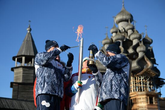 Sochi 2014 Olympic torch relay. Kizhi Natural Museum Reserve