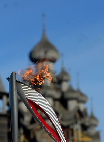 Sochi 2014 Olympic torch relay. Kizhi Natural Museum Reserve