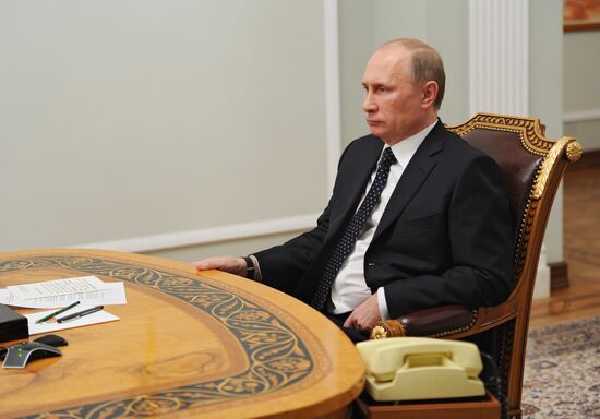 Vladimir Putin holds videoconference on Kirinsky gas condensate field