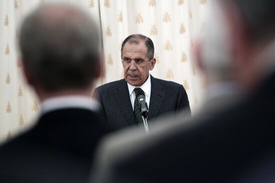Sergei Lavrov speaks at official event in Russian Foreign Ministry office