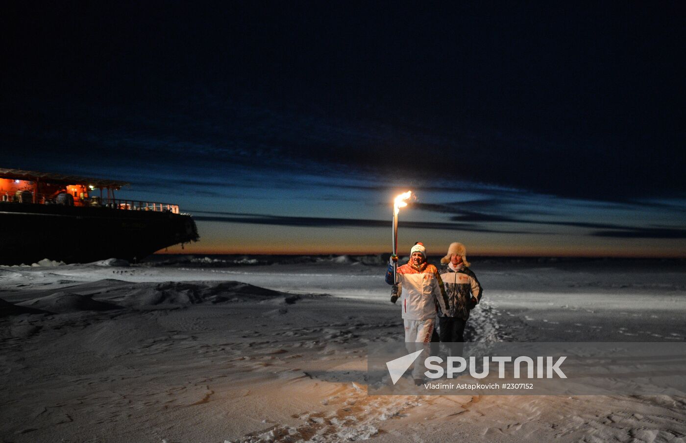 Olympic torch relay. North Pole