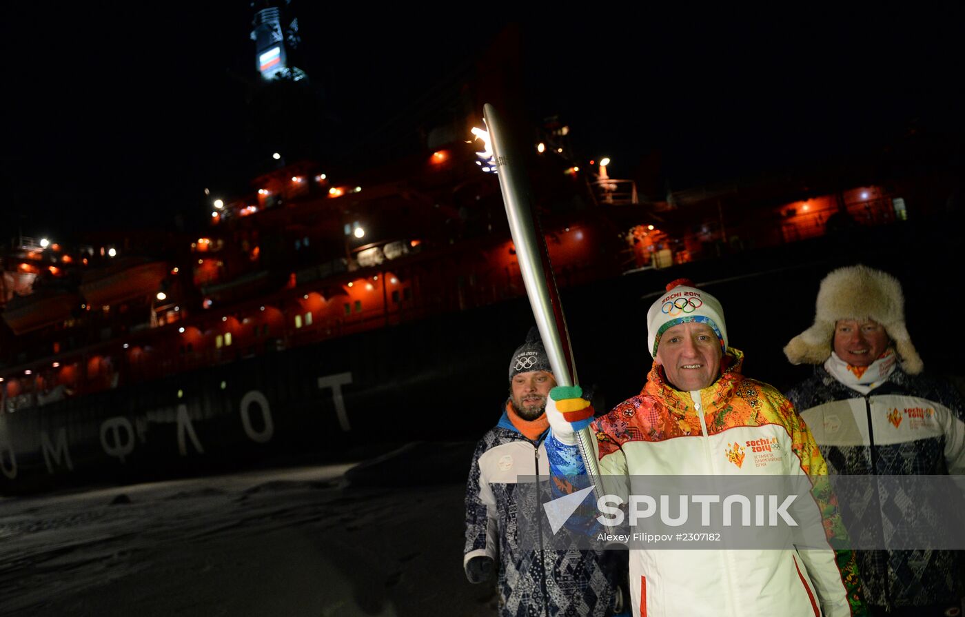 Olympic torch relay. North Pole