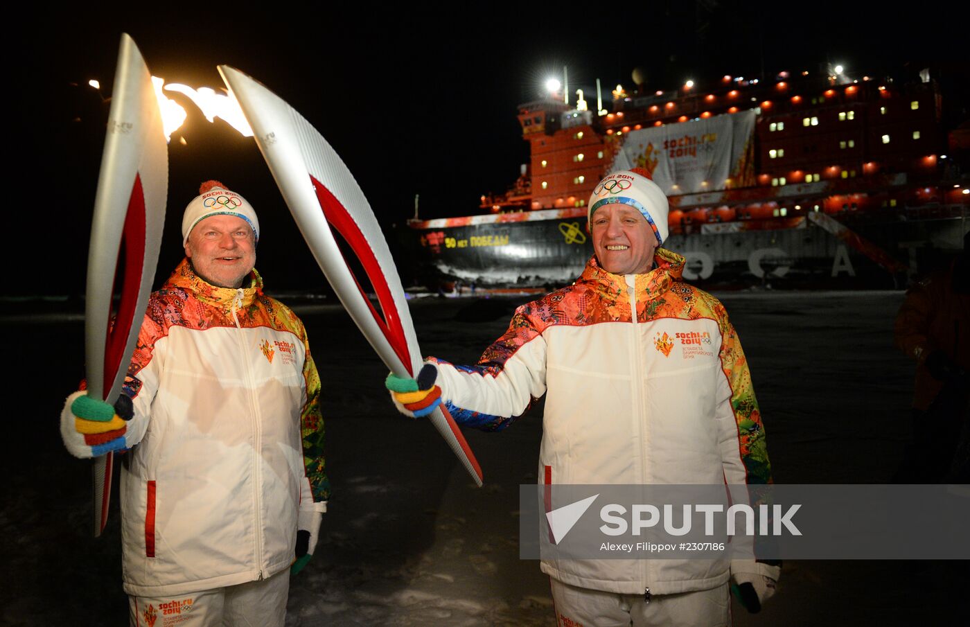 Olympic torch relay. North Pole