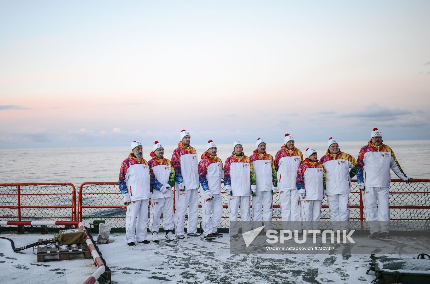 Participants in the Olympic Torch Relay at North Pole