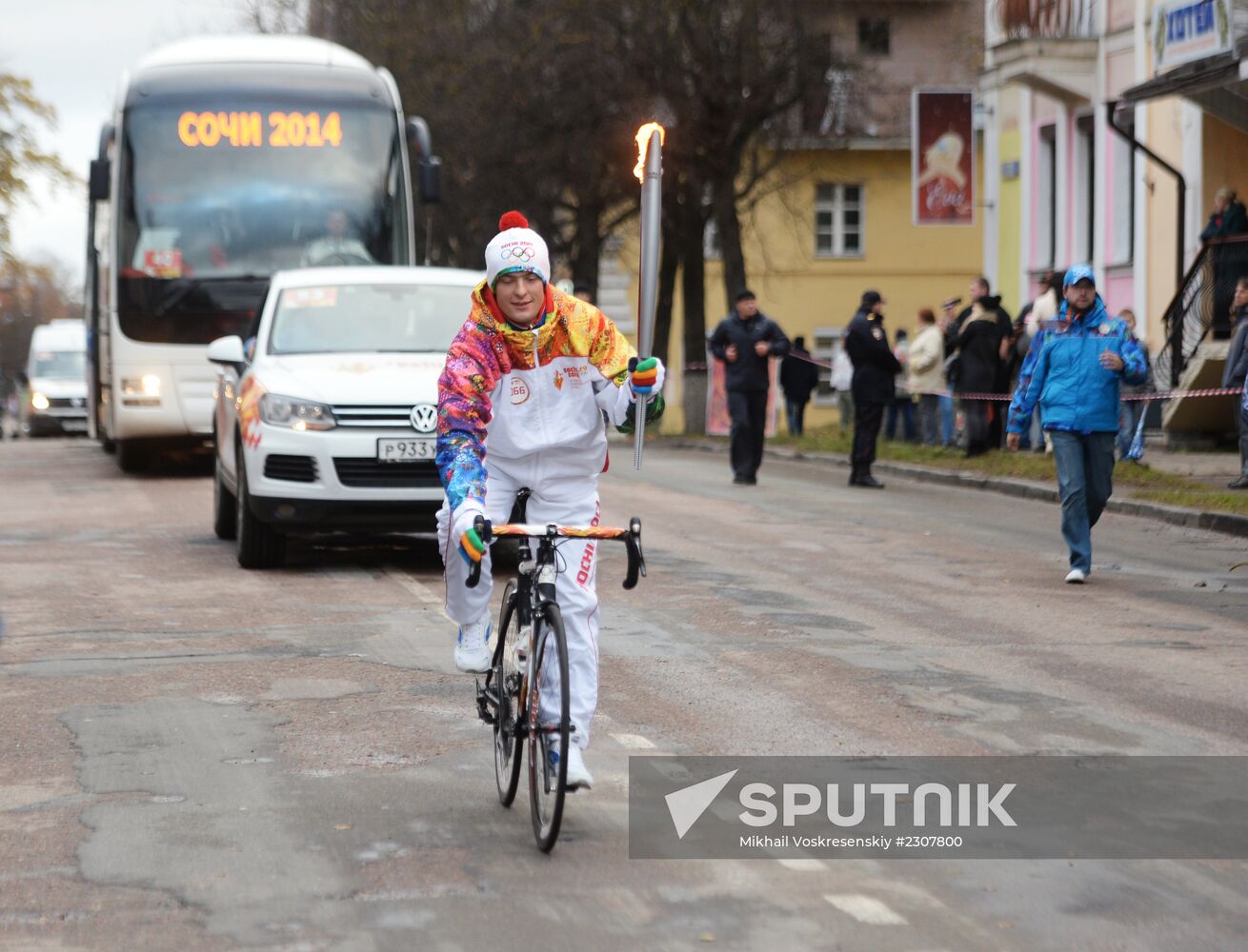Olympic torch relay. Pskov Region