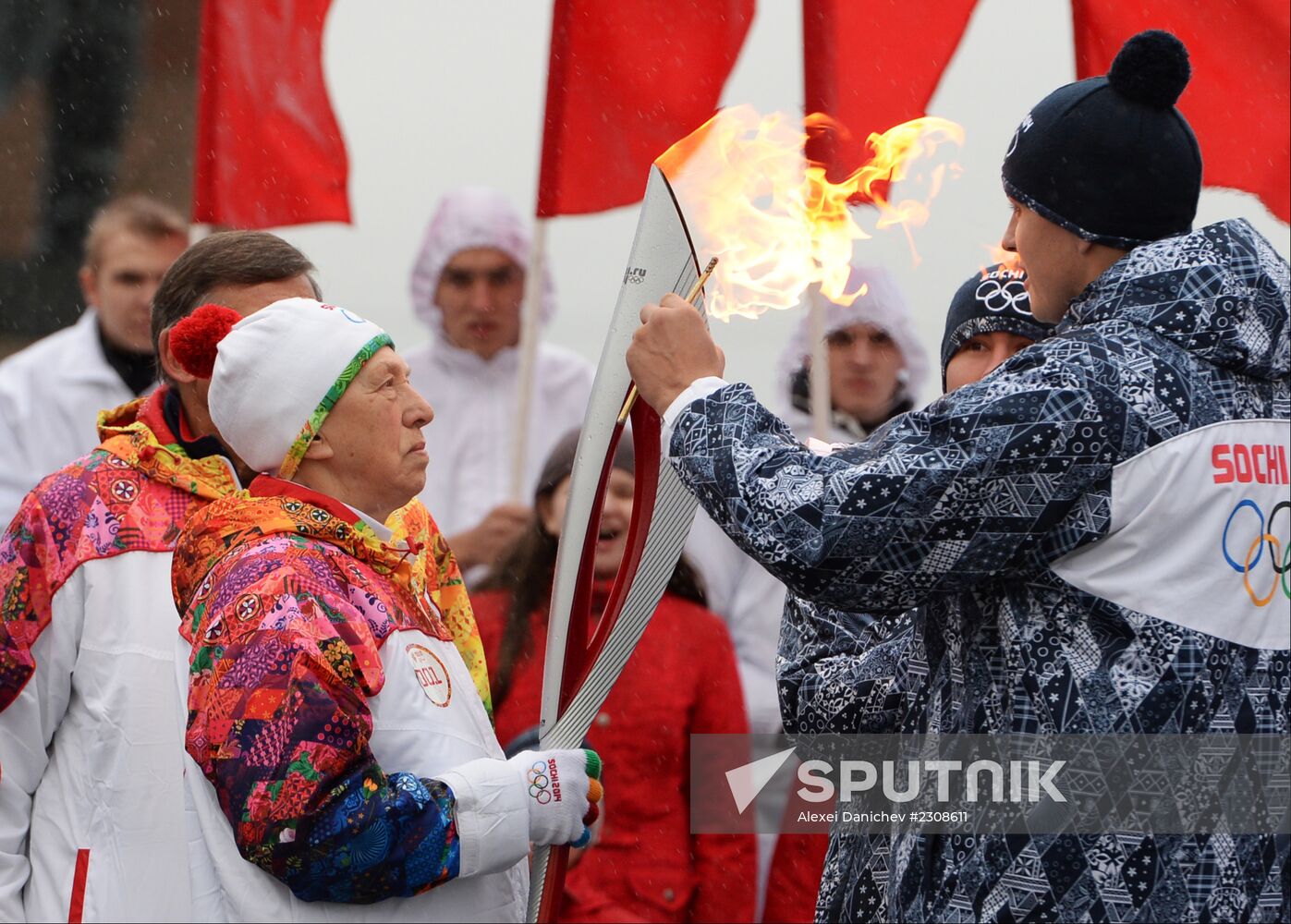 Sochi 2014 Olympic torch relay. St. Petersburg. Day 1