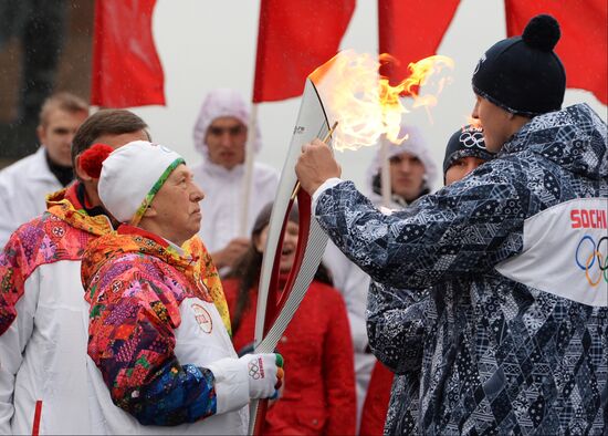 Sochi 2014 Olympic torch relay. St. Petersburg. Day 1
