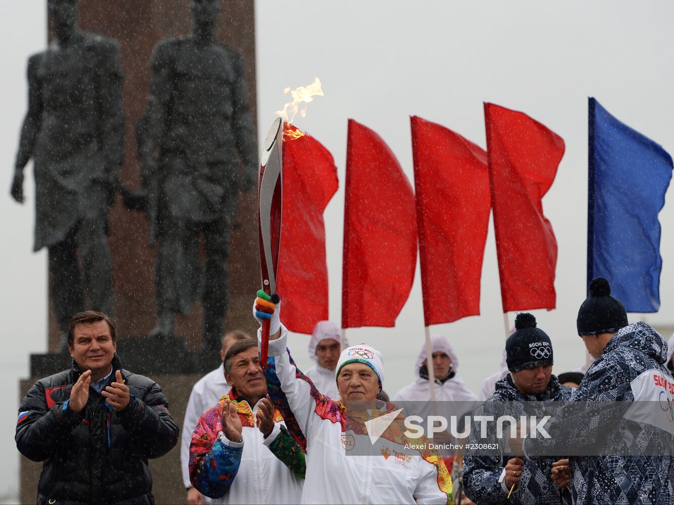 Sochi 2014 Olympic torch relay. St. Petersburg. Day 1