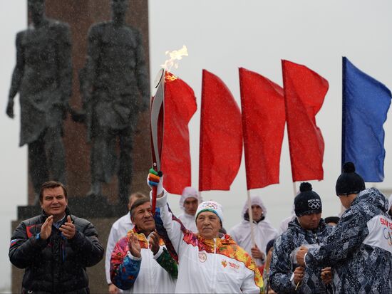 Sochi 2014 Olympic torch relay. St. Petersburg. Day 1