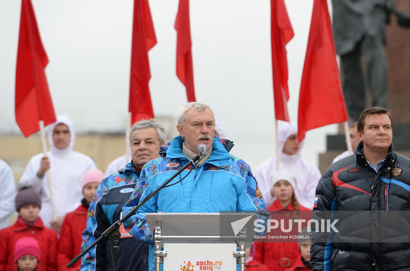Sochi 2014 Olympic torch relay. St. Petersburg. Day 1