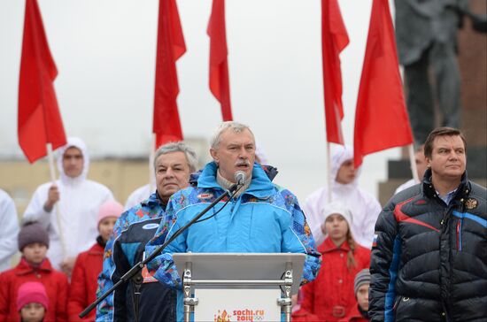 Sochi 2014 Olympic torch relay. St. Petersburg. Day 1