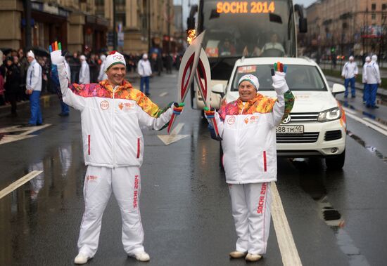 Sochi 2014 Olympic torch relay. St. Petersburg. Day 1