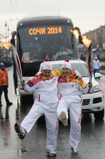 Sochi 2014 Olympic torch relay. St. Petersburg. Day 1