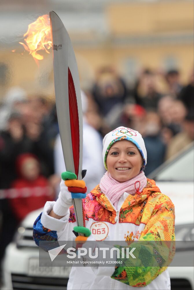 Sochi 2014 Olympic torch relay. St. Petersburg. Day 1