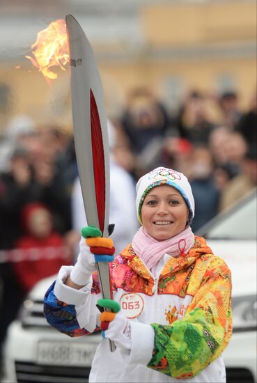 Sochi 2014 Olympic torch relay. St. Petersburg. Day 1