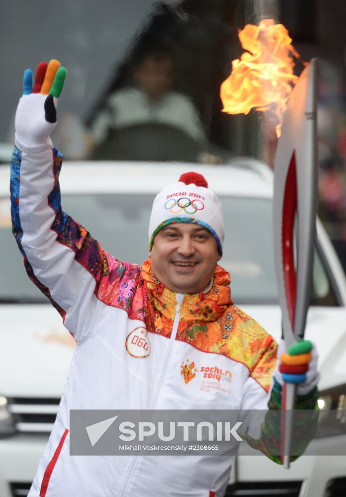 Sochi 2014 Olympic torch relay. St. Petersburg. Day 1