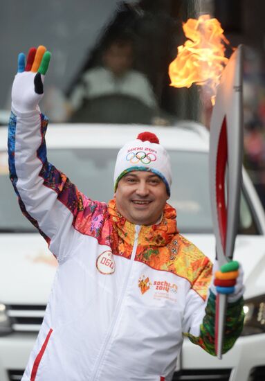 Sochi 2014 Olympic torch relay. St. Petersburg. Day 1
