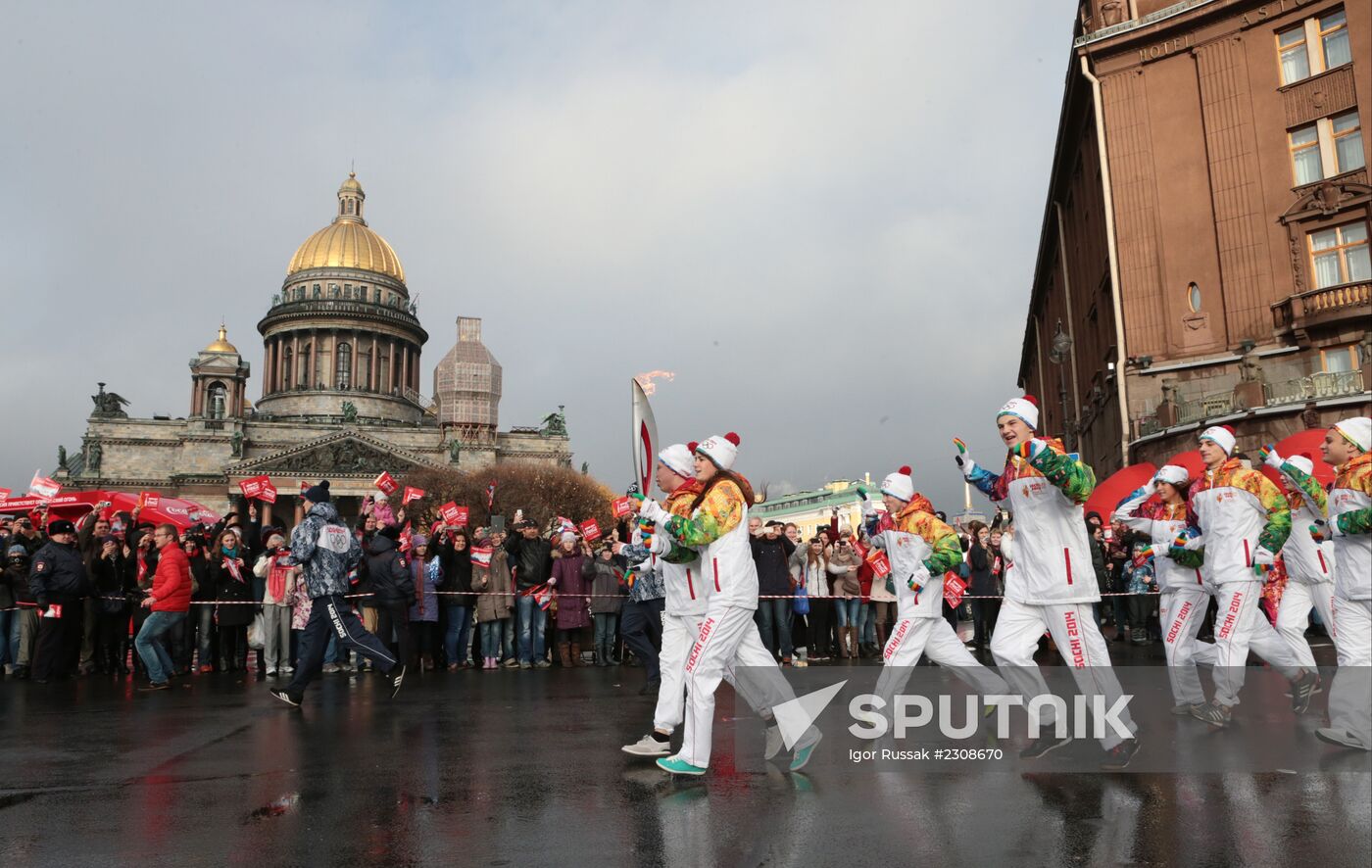 Sochi 2014 Olympic torch relay. St. Petersburg. Day 1