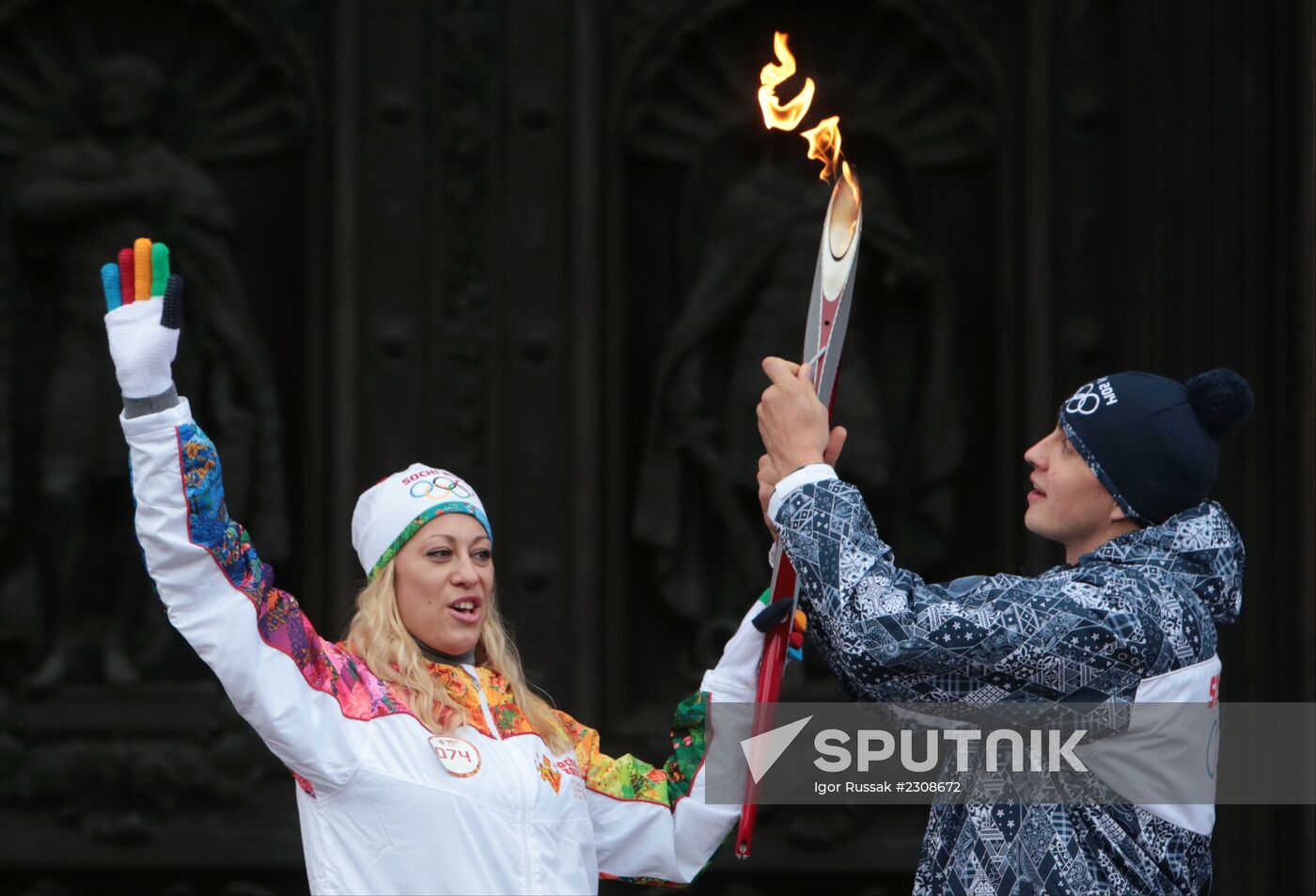 Sochi 2014 Olympic torch relay. St. Petersburg. Day 1