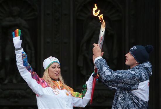 Sochi 2014 Olympic torch relay. St. Petersburg. Day 1