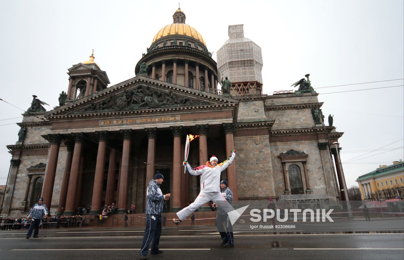 Sochi 2014 Olympic torch relay. St. Petersburg. Day 1