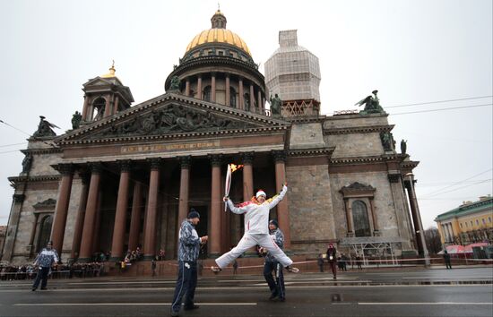 Sochi 2014 Olympic torch relay. St. Petersburg. Day 1
