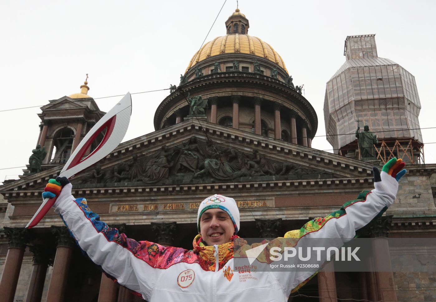 Sochi 2014 Olympic torch relay. St. Petersburg. Day 1