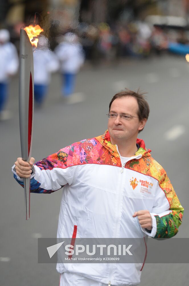 Sochi 2014 Olympic torch relay. St. Petersburg. Day 1