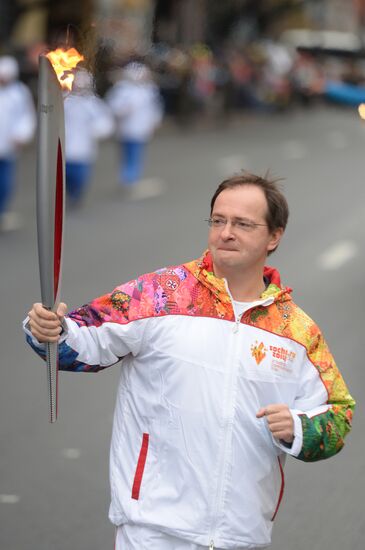 Sochi 2014 Olympic torch relay. St. Petersburg. Day 1