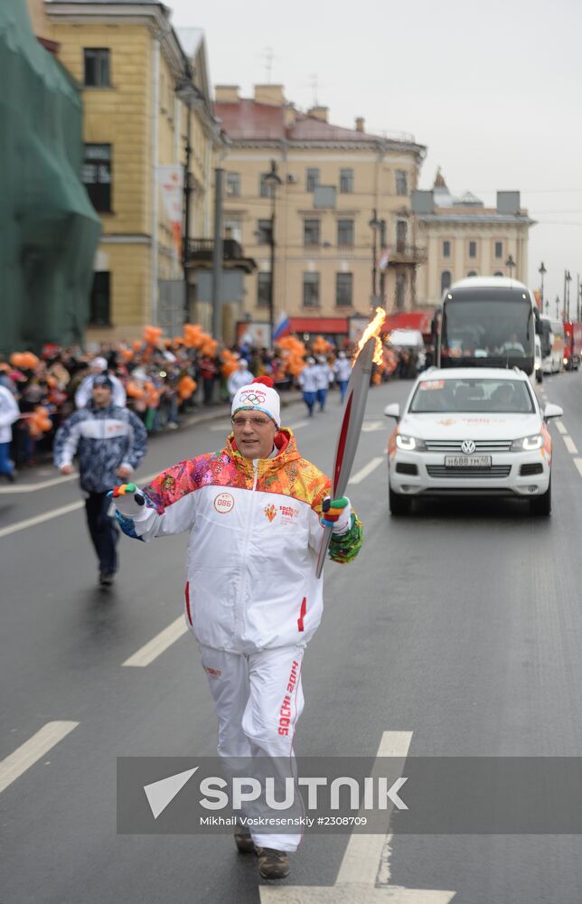 Sochi 2014 Olympic torch relay. St. Petersburg. Day 1