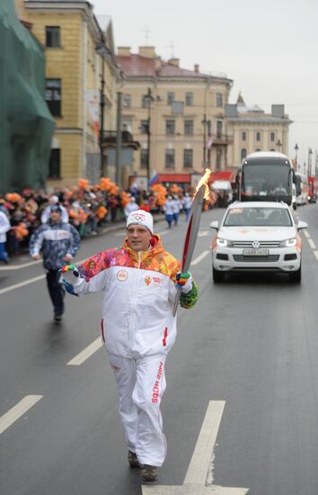 Sochi 2014 Olympic torch relay. St. Petersburg. Day 1