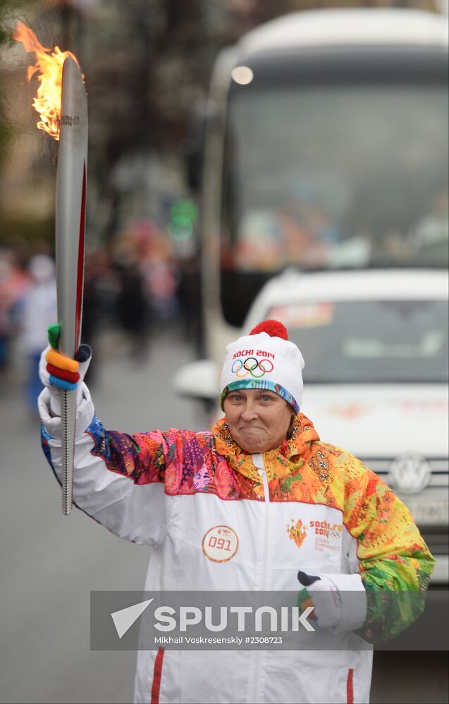 Sochi 2014 Olympic torch relay. St. Petersburg. Day 1